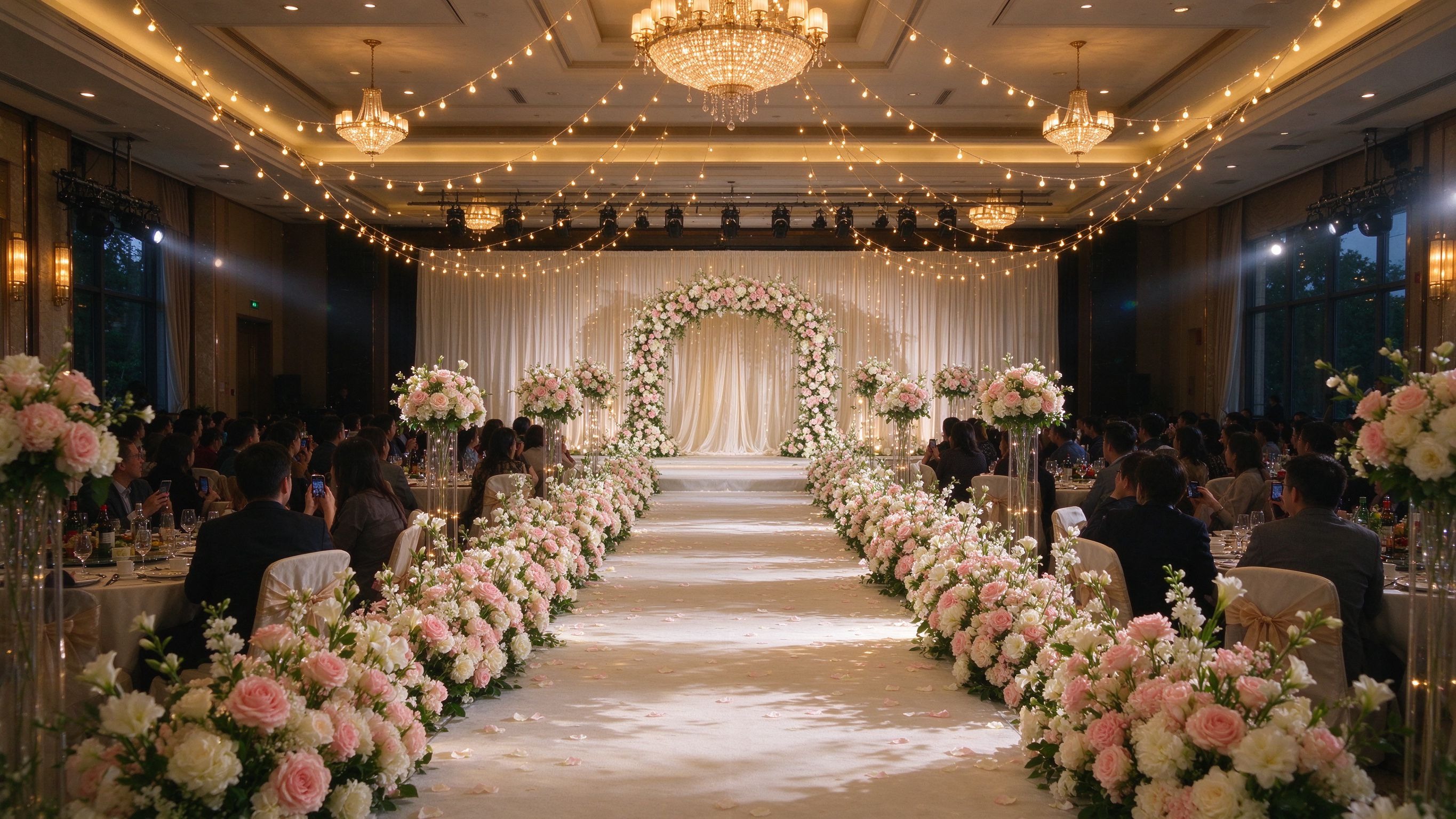 婚礼宴会厅花艺布置实景